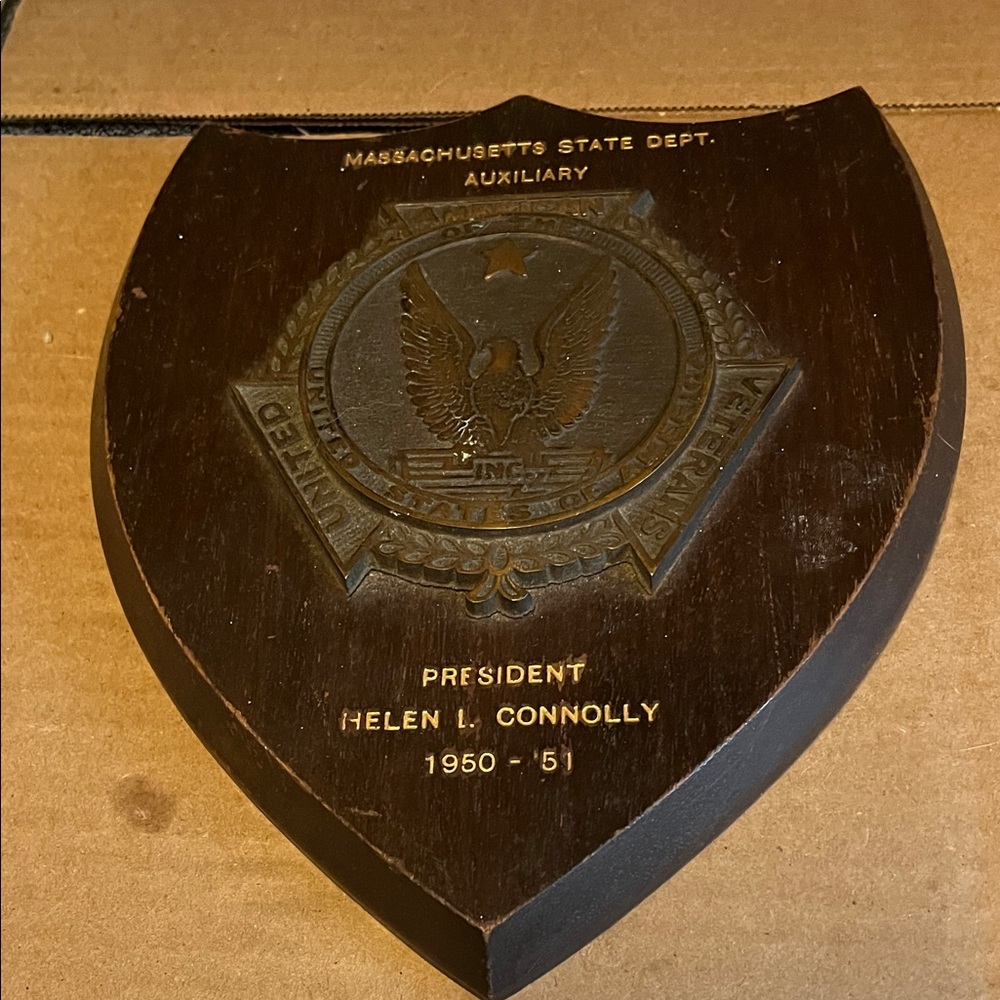 Vintage Massachusetts State Dept. Auxiliary Plaque